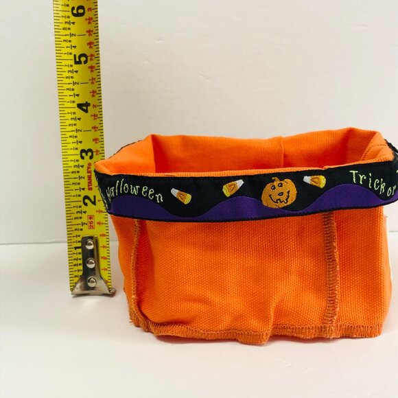 Longaberger 2004 Happy Halloween Fabric Basket Liner Orange 5"x5" NEW - Picture 8 of 8